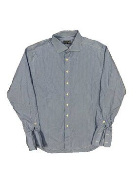 Harry Rosen Dress Shirt Sartoria Houndstooth French Cuff Cotton Blue 17 XL
